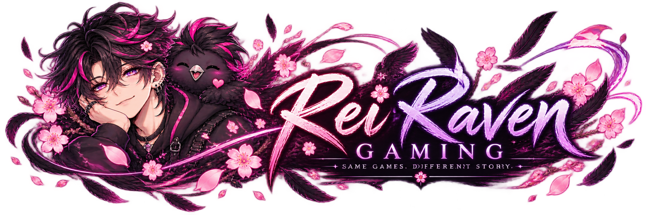 Rei Raven Gaming Logo – Rei und Raven mit Kirschblüten